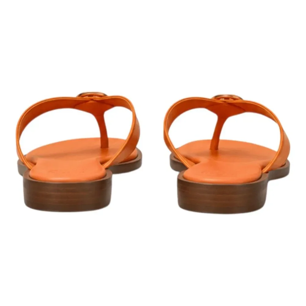 NWOB TORY BURCH Benton Orange Leather T Sandals Size 7M